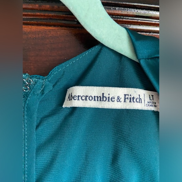 Long Sleeve Plunge Satin Mini Dress in Teal - Size Large/Tall - Picture 5 of 5